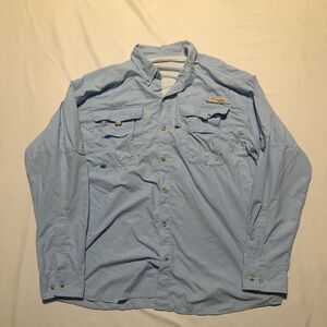 Columbia PFG Mens Shirt Size Large Light Blue Long Sleeve Button Up
